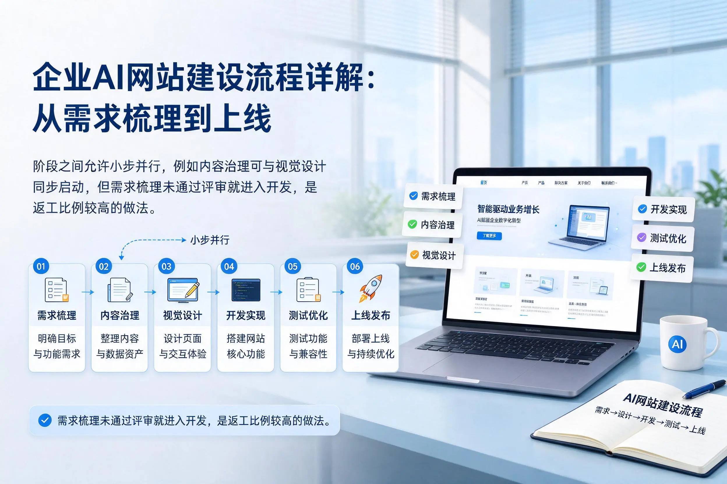 韶关企业AI网站建设流程详解:从需求梳理到上线