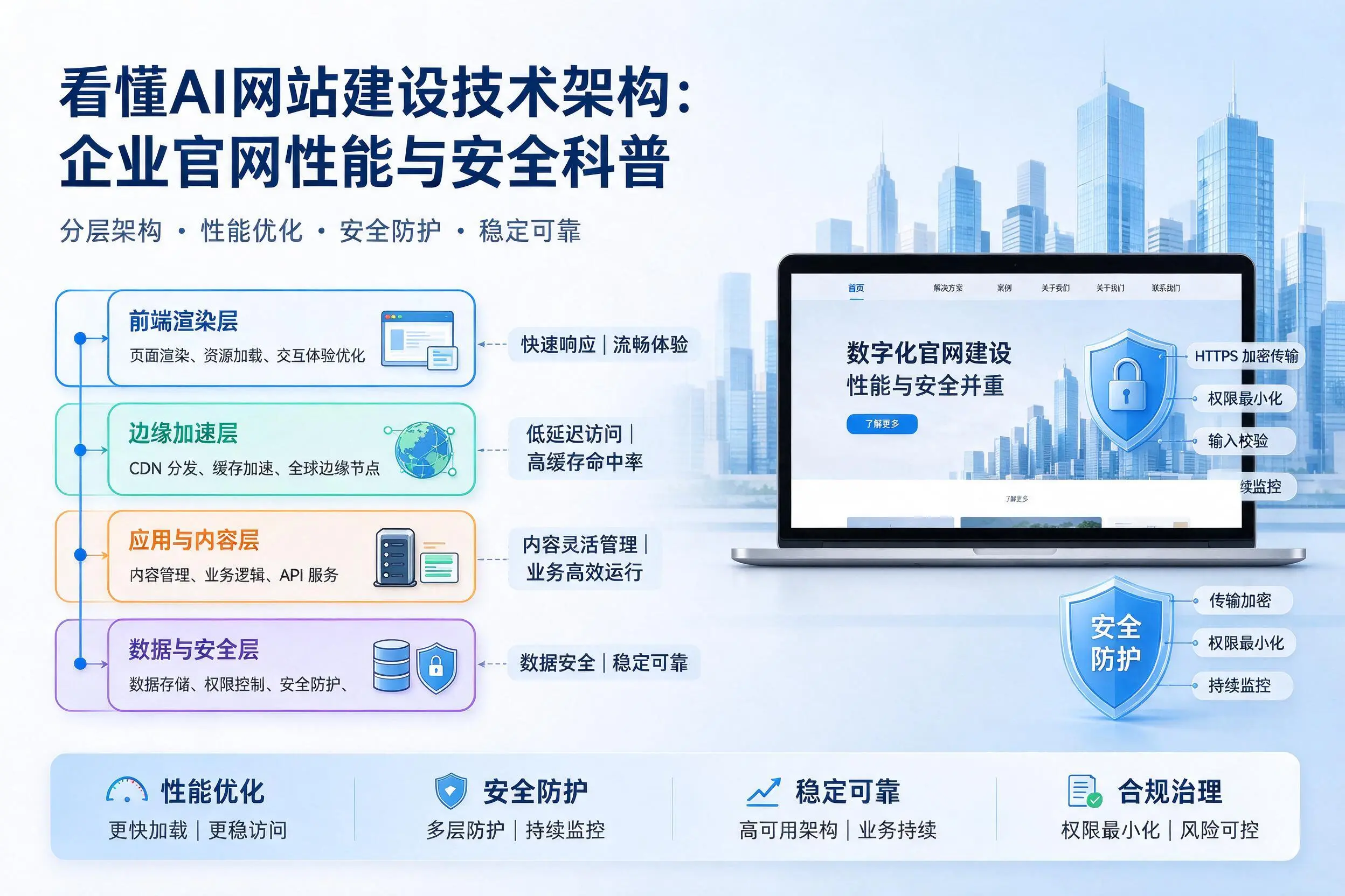 看懂AI网站建设技术架构:韶关企业官网性能与安全科普