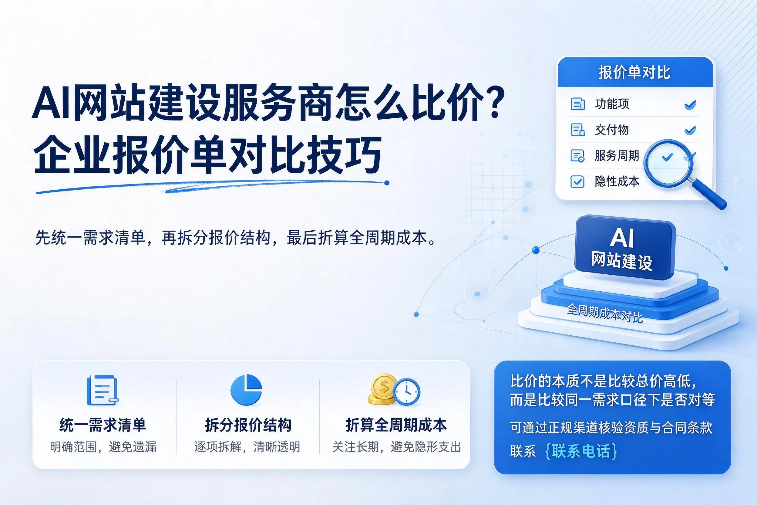 AI网站建设服务商怎么比价?韶关企业报价单对比技巧