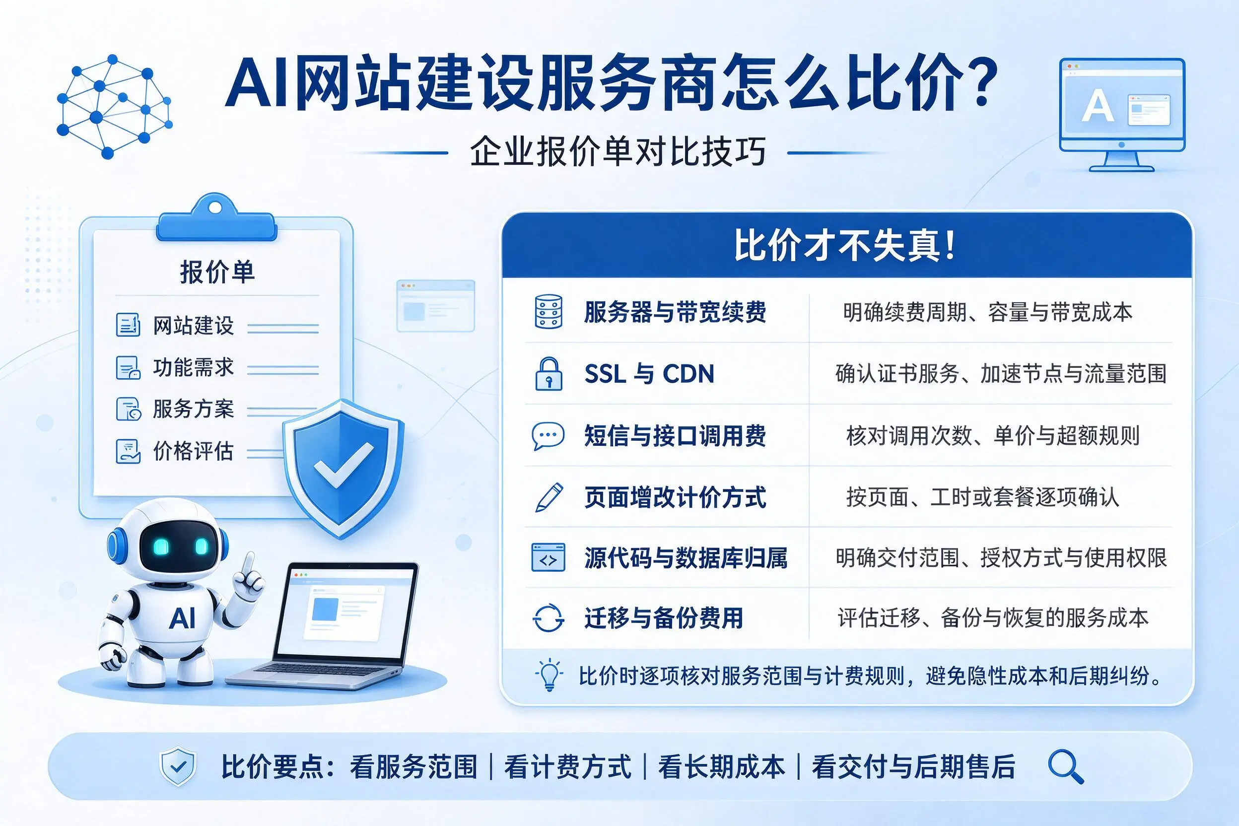 AI网站建设服务商怎么比价?韶关企业报价单对比技巧