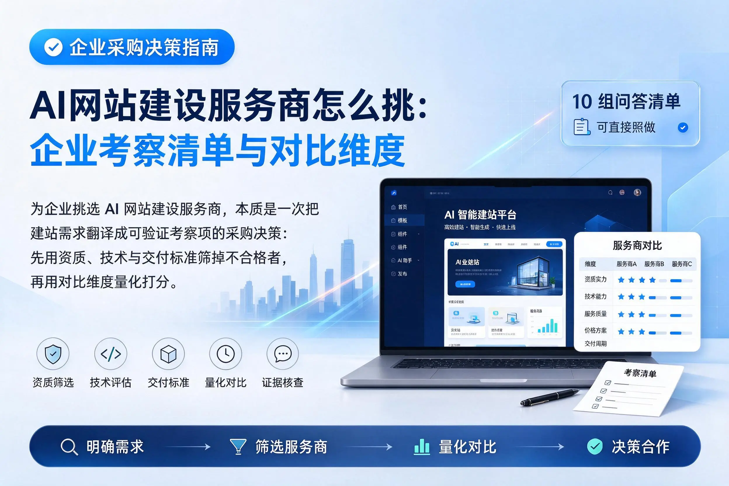 AI网站建设服务商怎么挑:韶关企业考察清单与对比维度