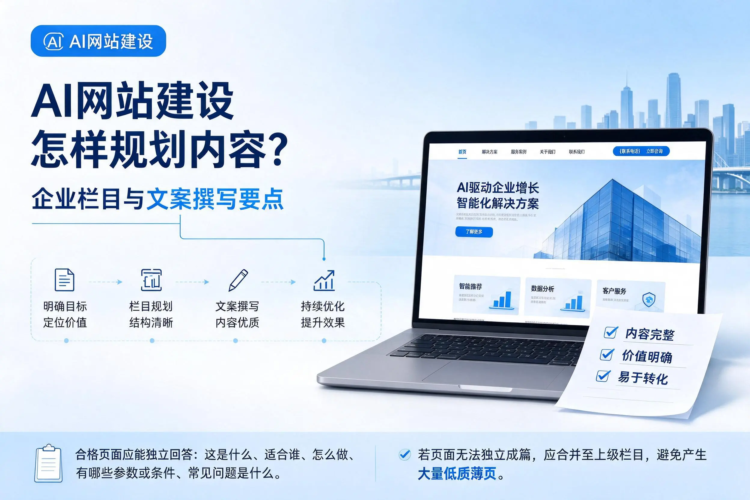 AI网站建设怎样规划内容?韶关企业栏目与文案撰写要点
